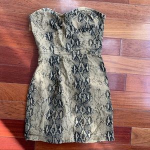 Brown Snakeskin Bustier Tube Top Dress